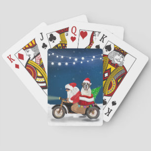 Saint Bernard Dog Christmas Santa Claus  Poker Cards