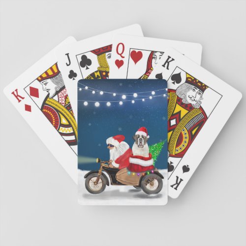 Saint Bernard Dog Christmas Santa Claus  Poker Cards