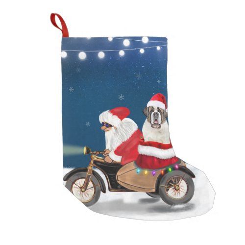 Saint Bernard Dog Christmas Santa Claus  Small Christmas Stocking