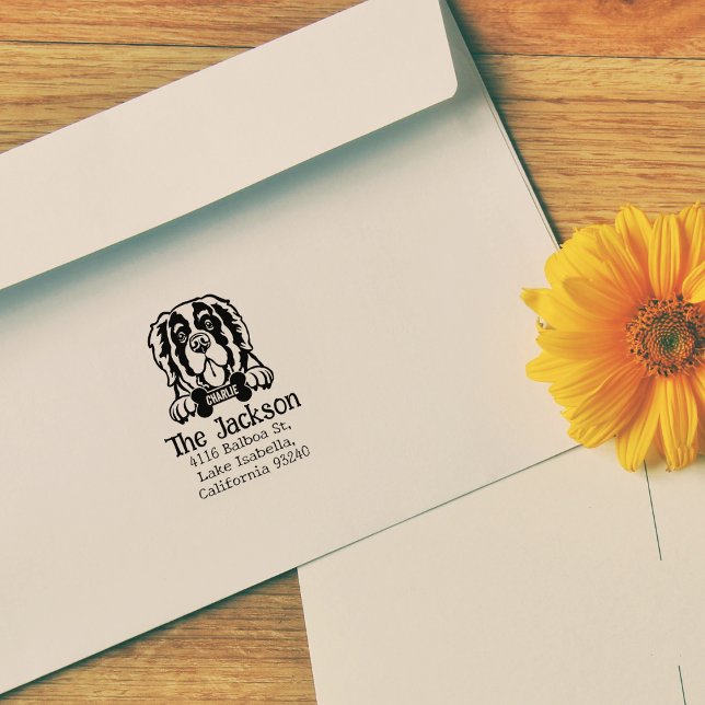 Saint Bernard Dog, Custom Return Address,  Rubber Stamp (Creator Uploaded)