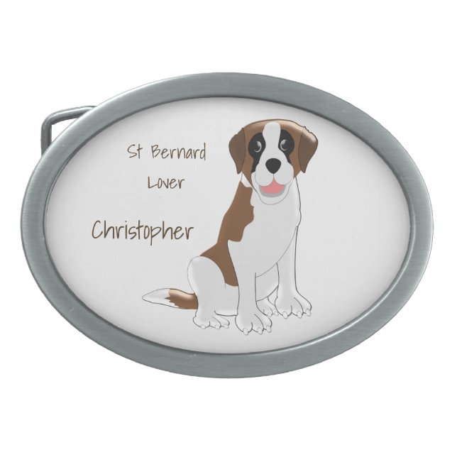Saint Bernard Dog Design Personalised Belt Buckle (Front)
