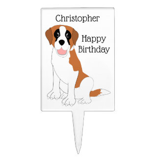 Saint Bernard Dog Design Personalised Birthday Cake Topper
