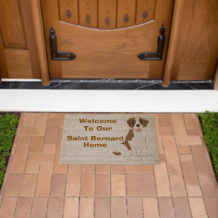 Saint Bernard Dog Design Personalised Fiber Doormat