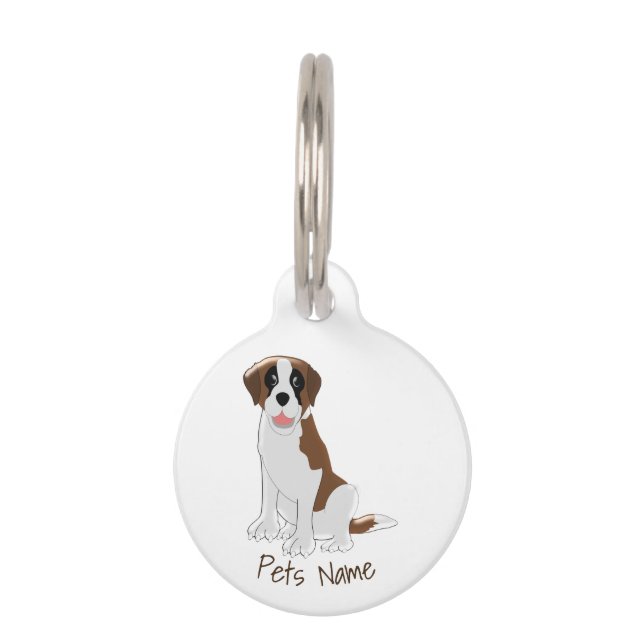 Saint Bernard Dog Design Personalised Pet ID Tag (Front)