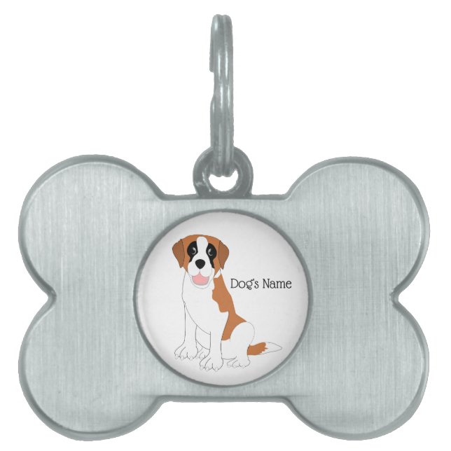 Saint Bernard Dog Design Pet ID Tag (Front)