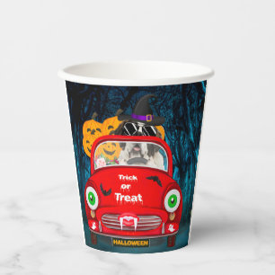 Saint Bernard Dog Driving Car Scary Halloween Paper Cups