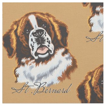 Saint Bernard Dog Fabric by insimalife at Zazzle