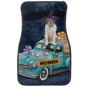 Saint Bernard Dog Halloween Truck Scary Night Car Floor Mat