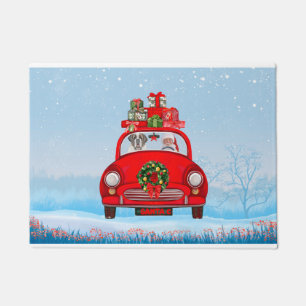 Saint Bernard Dog In Car With Santa Claus Throw Pi Doormat