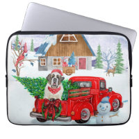 Saint Bernard Dog In Christmas Delivery Truck Snow