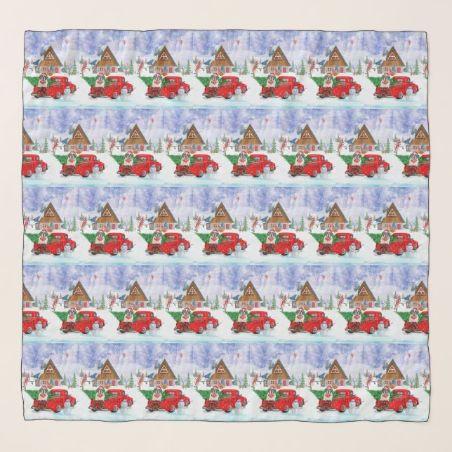 Saint Bernard Dog In Christmas Delivery Truck Snow Scarf (Front)
