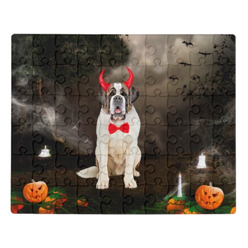 Saint Bernard Dog in Halloween Costume Jigsaw Puzzle
