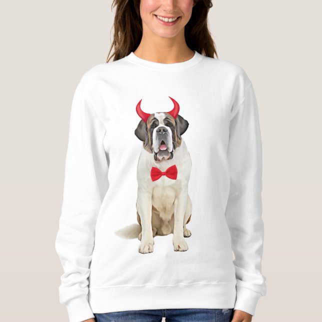 Saint Bernard Dog In Halloween Sweatshirt (Front)