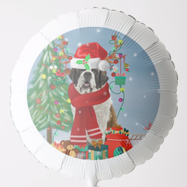 Saint Bernard  Dog in Snow Christmas  Balloon (Front)