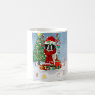 Saint Bernard Dog in Snow Christmas Coffee Mug