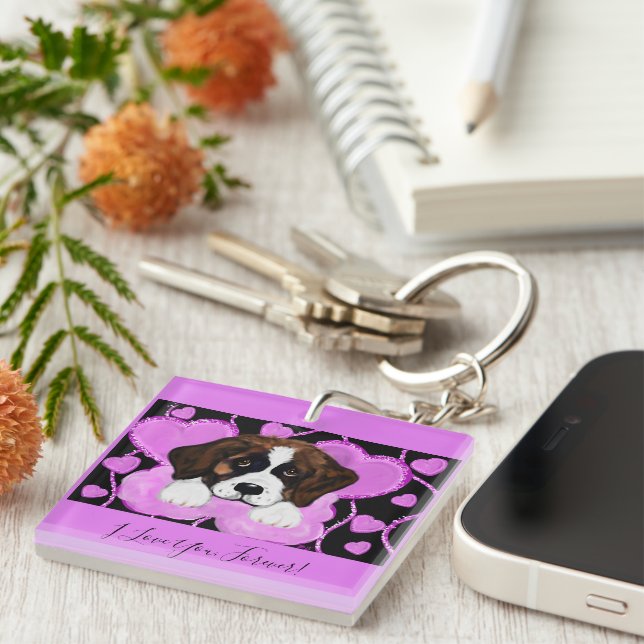 SAINT BERNARD DOG  KEYCHAIN (Front Right)