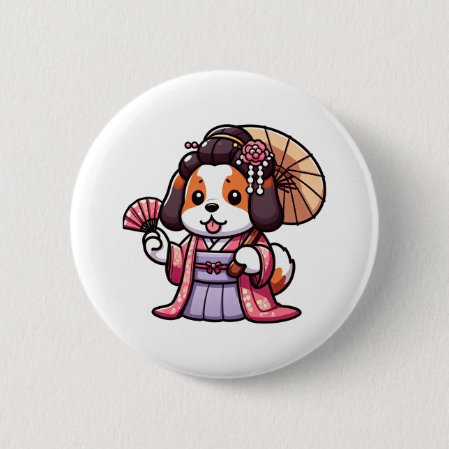 Saint Bernard Dog Kimono   Button (Front)