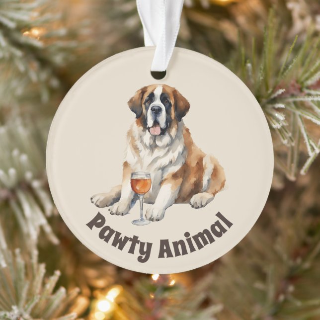 Saint Bernard Dog Pawty Animal Ornament (Tree)