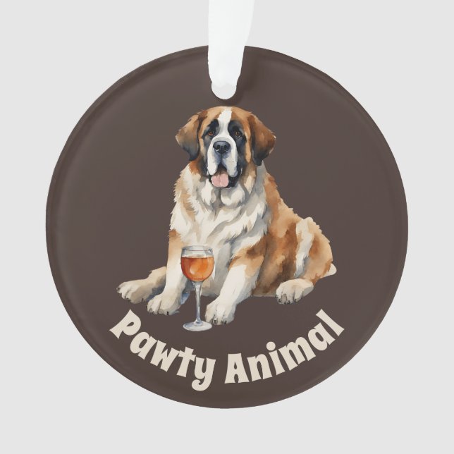 Saint Bernard Dog Pawty Animal Ornament (Front)