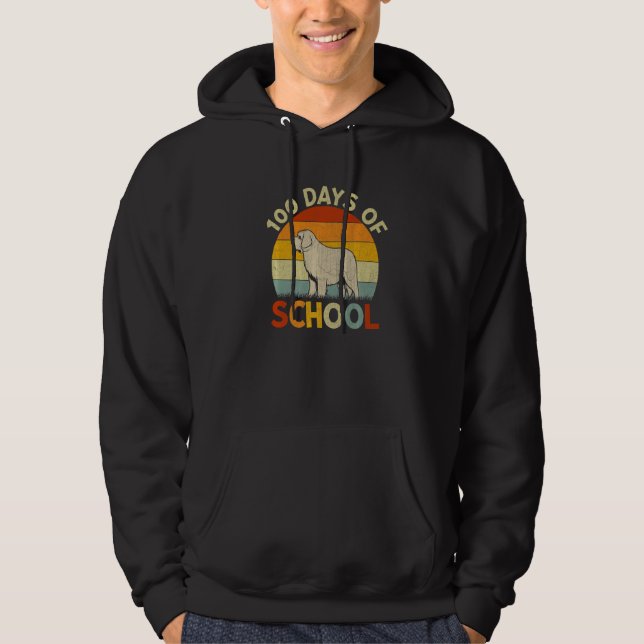 Saint Bernard Dog Retro Girls Teachers 100th Day o Hoodie (Front)