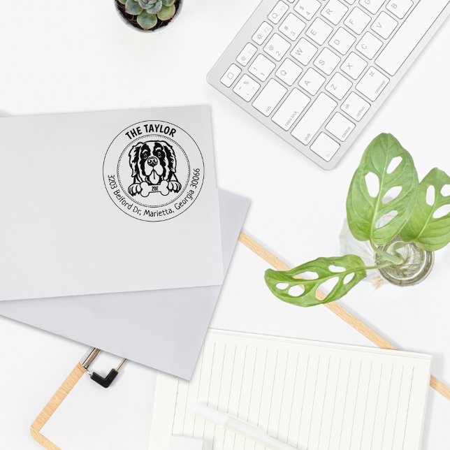 Saint Bernard Dog Return Address Family Rubber Stamp (Creator Uploaded)