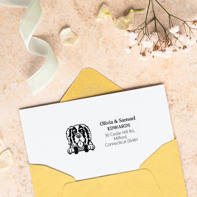 Saint Bernard Dog Return Address Rubber Stamp (Creator Uploaded)