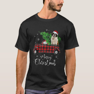 Saint Bernard Dog Ride Red Truck Christmas Funny D T-Shirt
