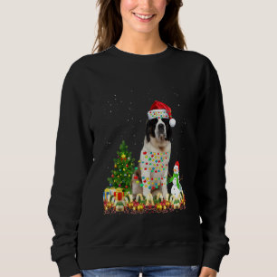 Saint Bernard Dog Santa Hat Christmas Dog Light Tr Sweatshirt