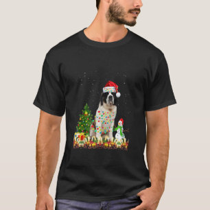Saint Bernard Dog Santa Hat Christmas Dog Light Tr T-Shirt