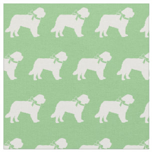 Saint Bernard Dog Silhouette Pet Sage Green Fabric