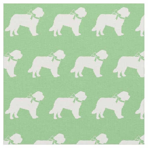 Saint Bernard Dog Silhouette Pet Sage Green Fabric
