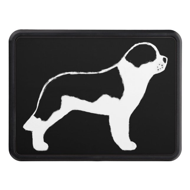 Saint Bernard Dog Silhouette Tow Hitch Cover (Front)