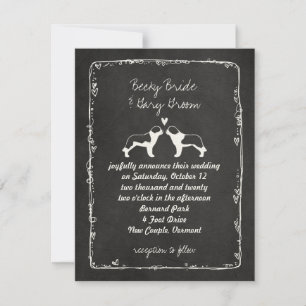 Saint Bernard Dog Silhouettes Wedding Announcement