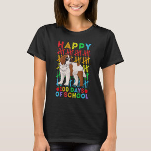 Saint Bernard Dog Teacher Student Happy 100 Days o T-Shirt