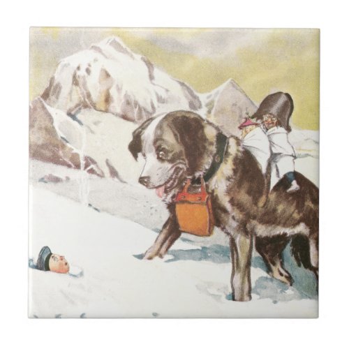Saint Bernard Dog to the Rescue Tile