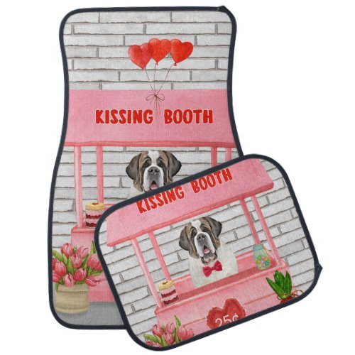 Saint Bernard Dog Valentines Day Kissing Booth Car Floor Mat