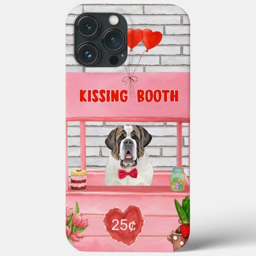 Saint Bernard Dog Valentines Day Kissing Booth iPhone 13 Pro Max Case