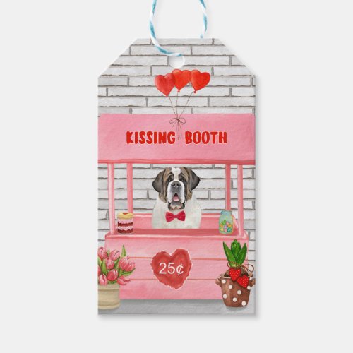 Saint Bernard Dog Valentines Day Kissing Booth Gift Tags