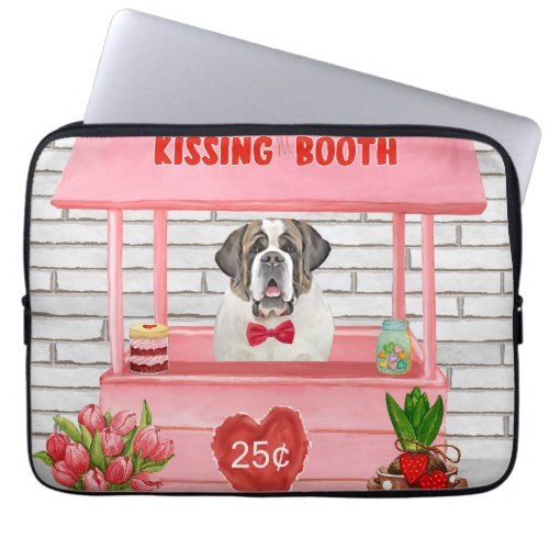 Saint Bernard Dog Valentines Day Kissing Booth Laptop Sleeve