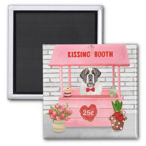 Saint Bernard Dog Valentines Day Kissing Booth Magnet