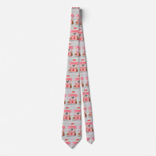 Saint Bernard Dog Valentine's Day Kissing Booth Neck Tie