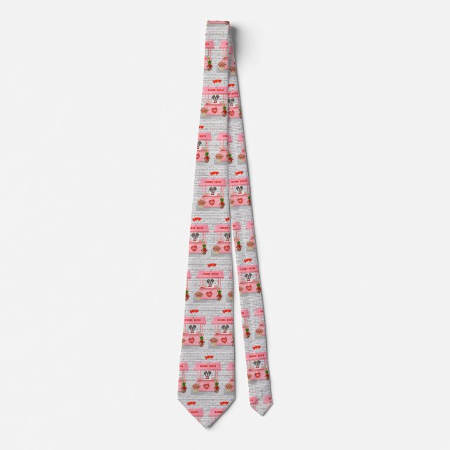 Saint Bernard Dog Valentine's Day Kissing Booth Neck Tie (Front)