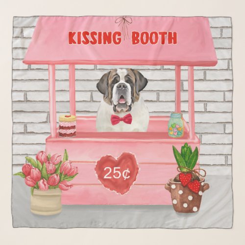 Saint Bernard Dog Valentines Day Kissing Booth Scarf