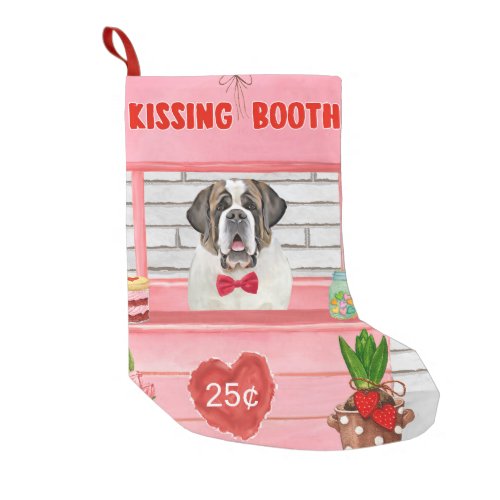 Saint Bernard Dog Valentines Day Kissing Booth Small Christmas Stocking