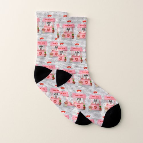 Saint Bernard Dog Valentines Day Kissing Booth Socks