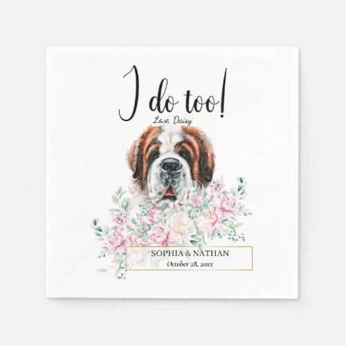 Saint Bernard Dog Wedding Cocktail Napkins