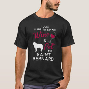 Saint Bernard Dog Wine Owner Christmas Birthday T-Shirt