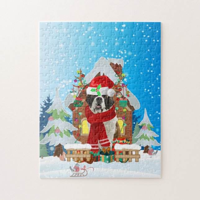 Saint Bernard dog with Christmas gifts Jigsaw Puzzle (Vertical)