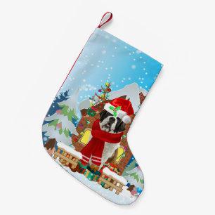 Saint Bernard dog with Christmas gifts Small Christmas Stocking