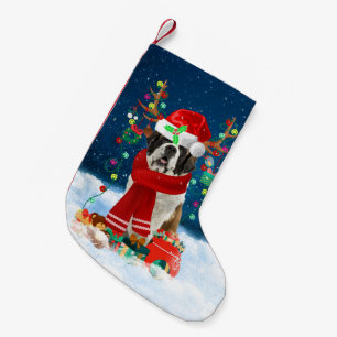 Saint Bernard dog with Christmas gifts Small Christmas Stocking